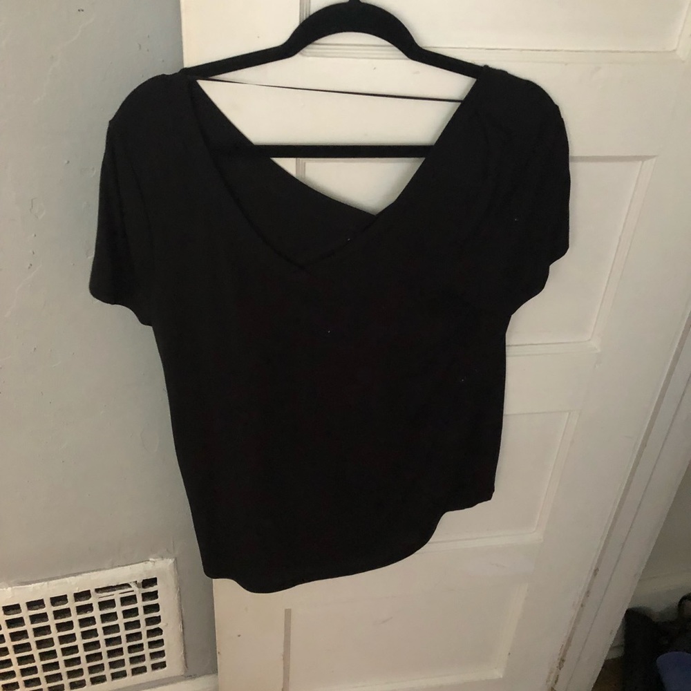 Black cotton v neck